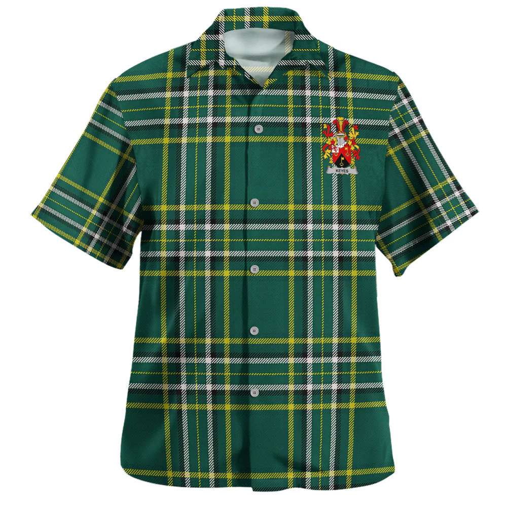 Irish Keyes Family Crest Tartan Hawaiian Shirt