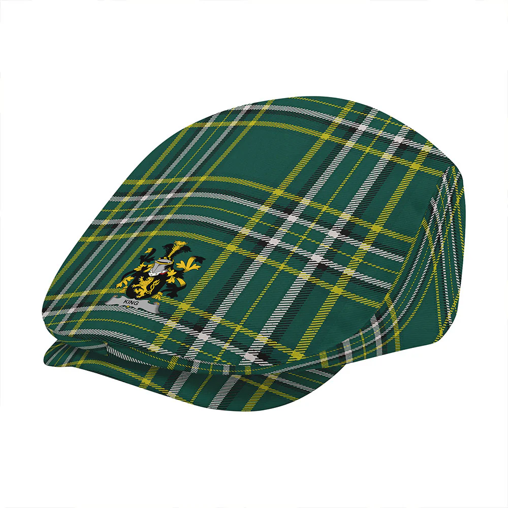 Irish King Family Crest Tartan Flat Cap - Image 3