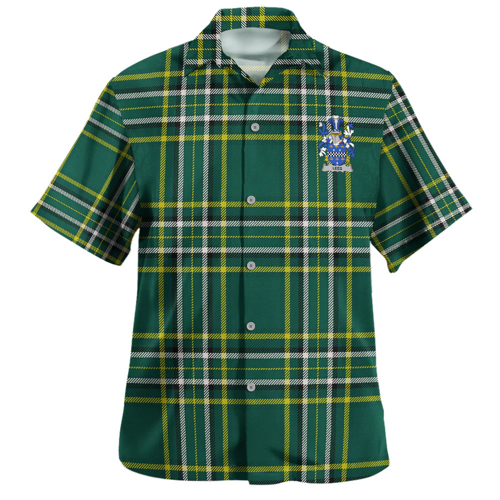 Irish Lees Family Crest Tartan Hawaiian Shirt