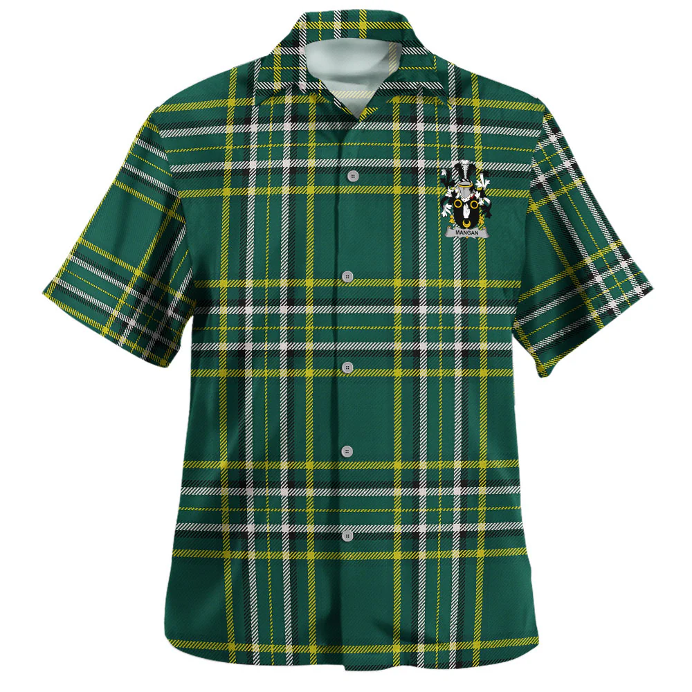 Irish Mangan Family Crest Tartan Hawaiian Shirt