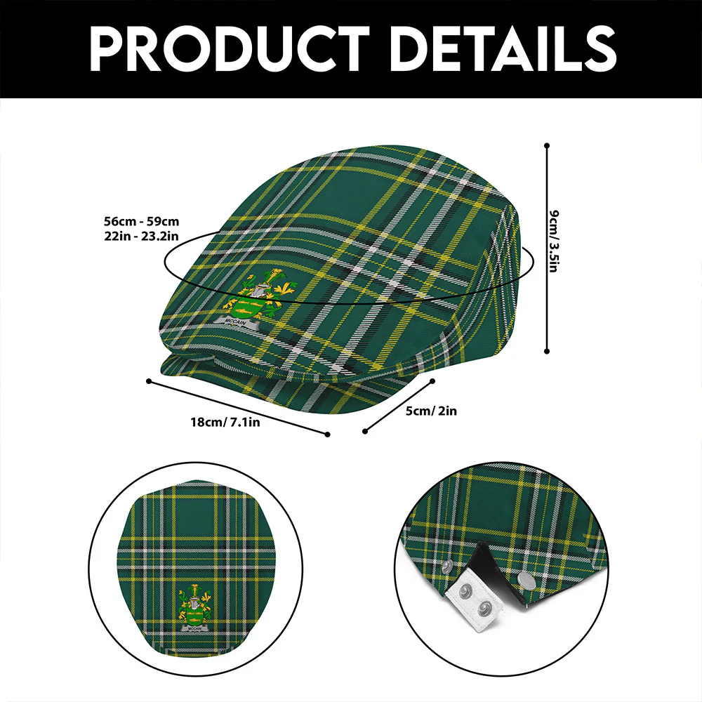 Irish McCain Family Crest Tartan Flat Cap - Image 6