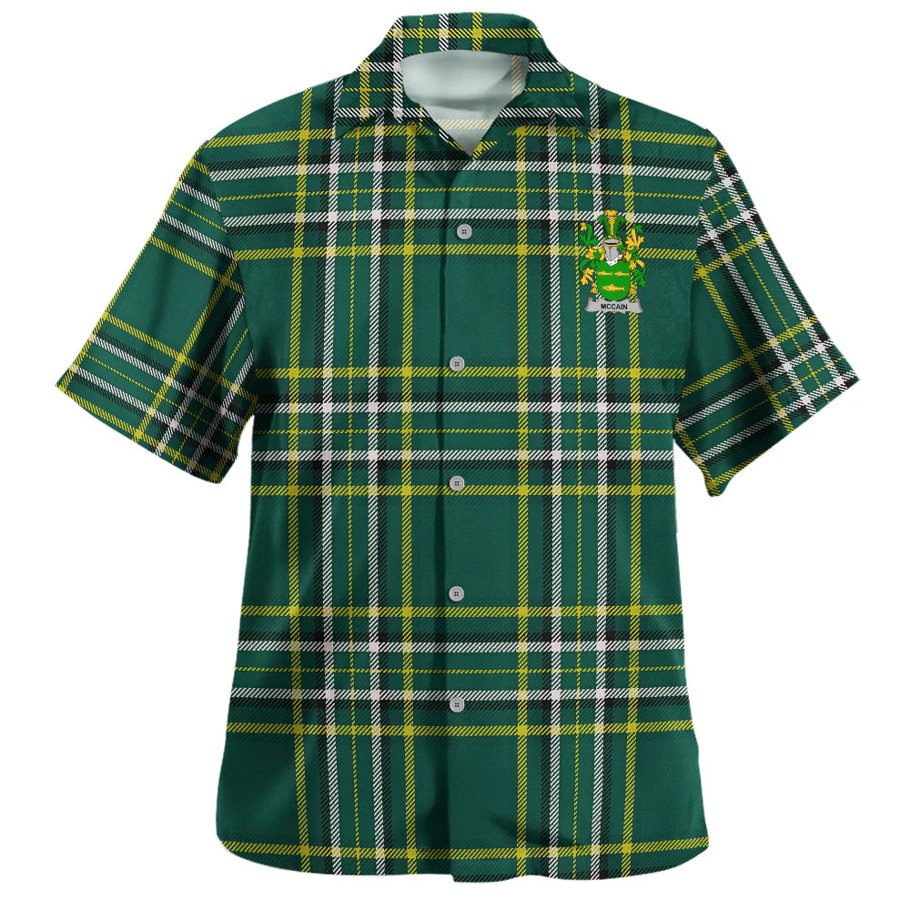 Irish McCain Family Crest Tartan Hawaiian Shirt
