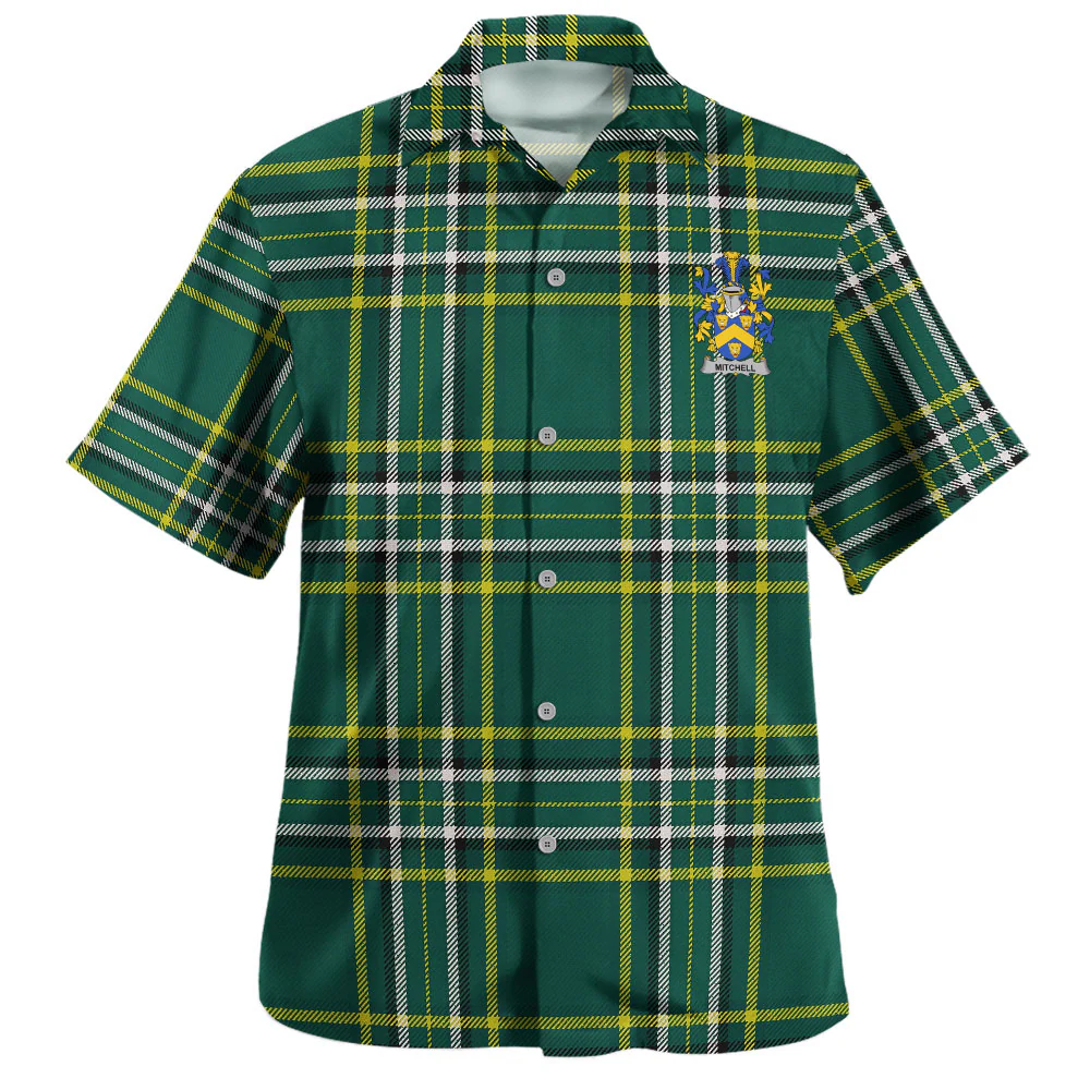Irish Mitchell Family Crest Tartan Hawaiian Shirt