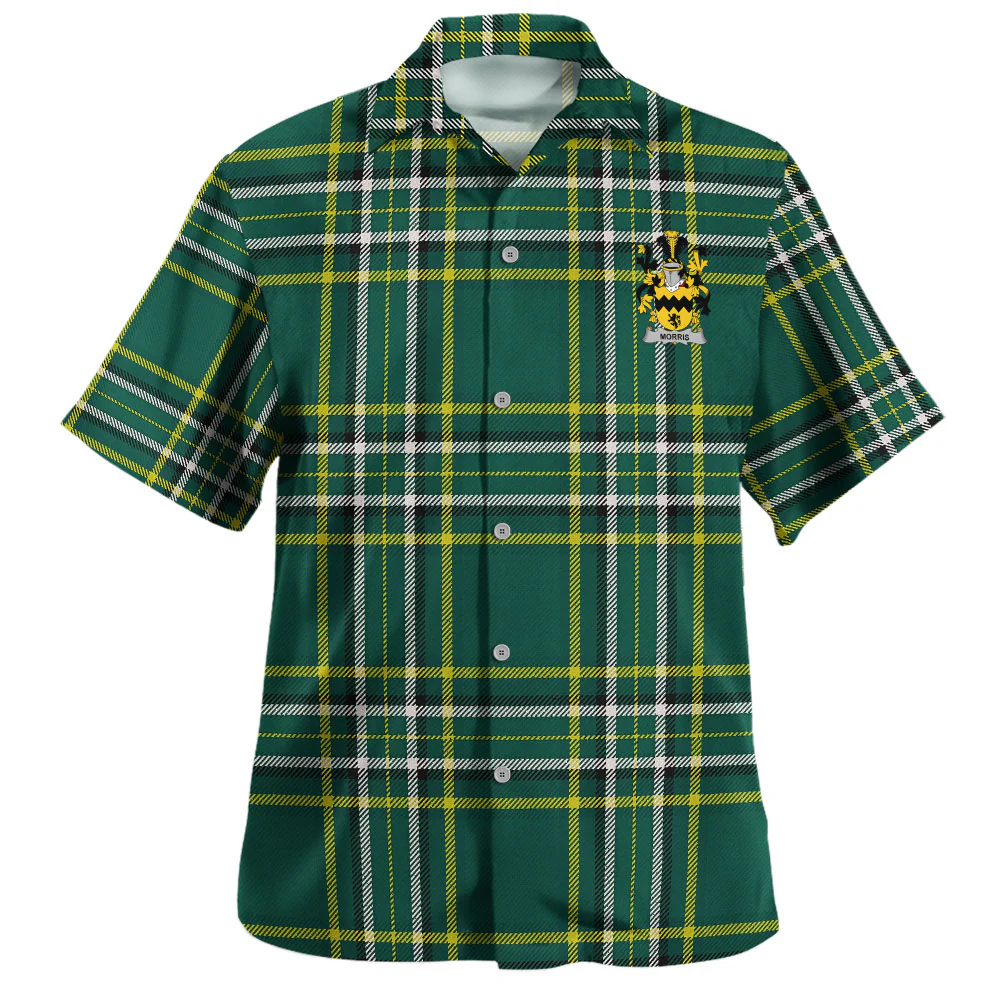Irish Morris Family Crest Tartan Hawaiian Shirt