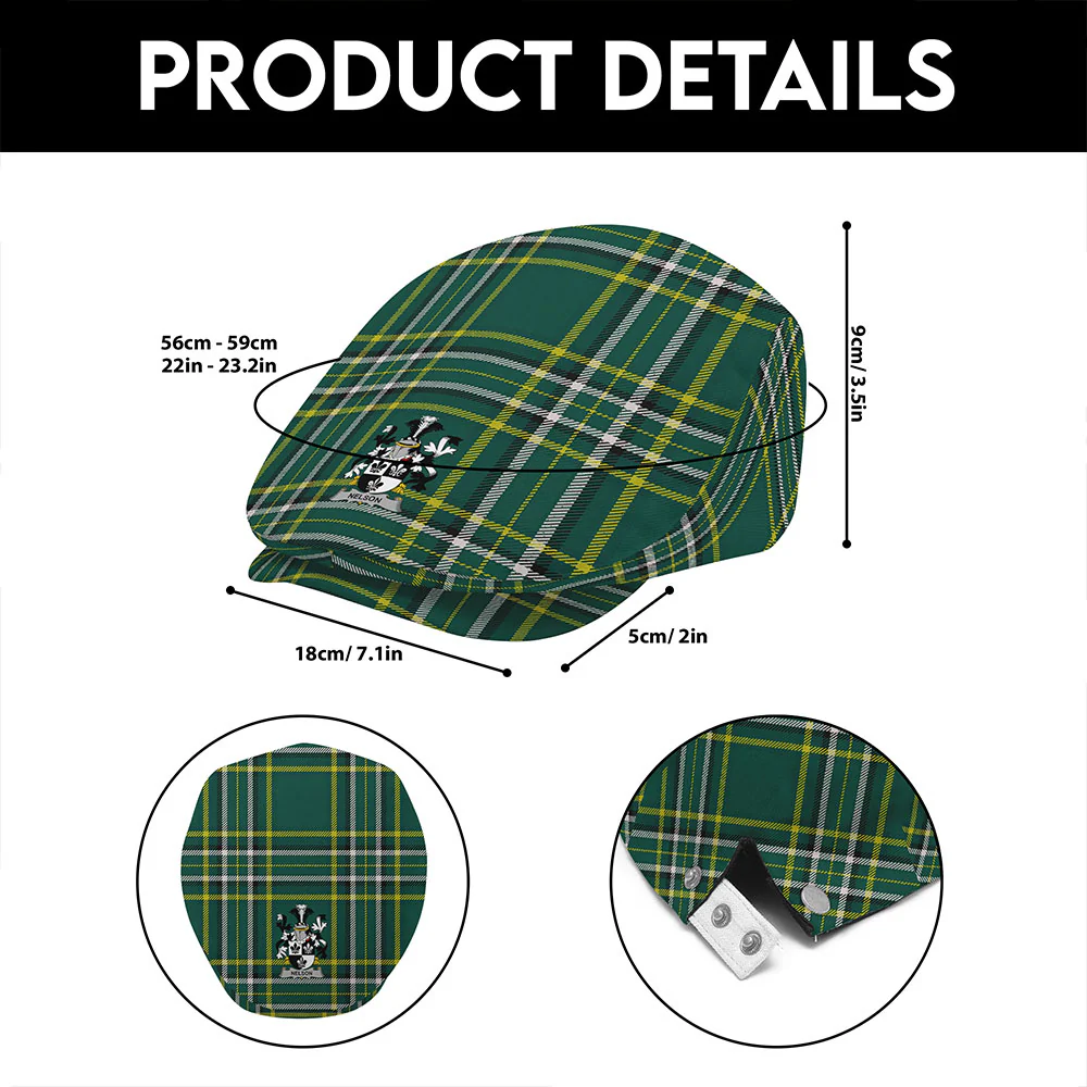 Irish Nelson Family Crest Tartan Flat Cap - Image 6
