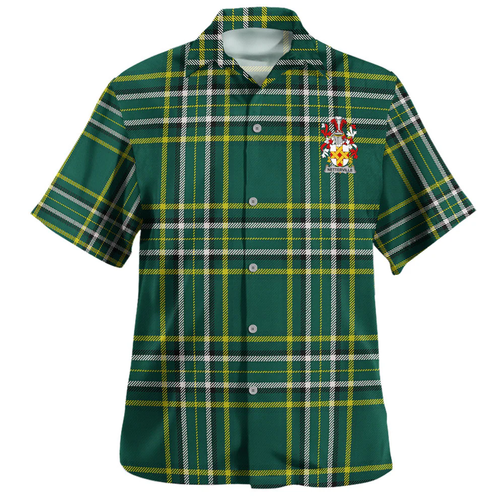 Irish Netterville Family Crest Tartan Hawaiian Shirt
