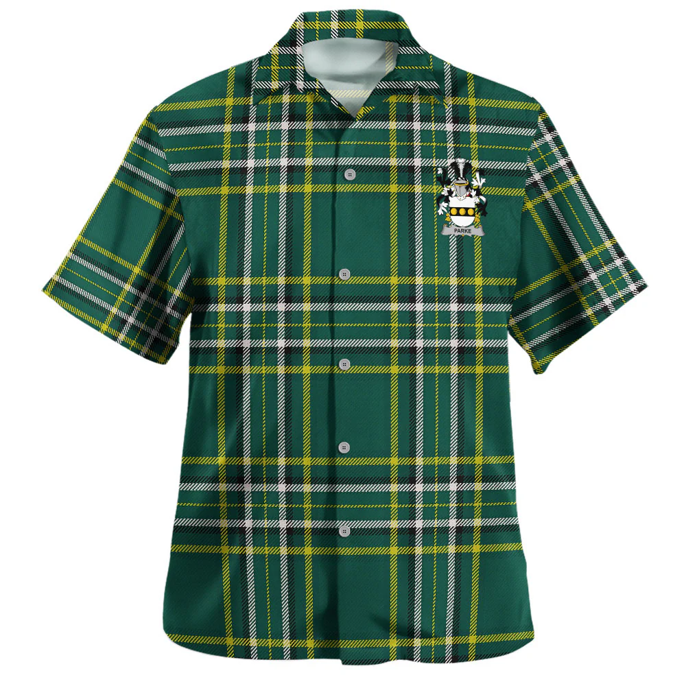 Irish Parke Family Crest Tartan Hawaiian Shirt