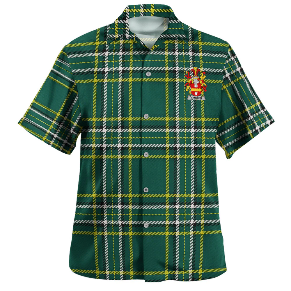 Irish Ramsden Family Crest Tartan Hawaiian Shirt