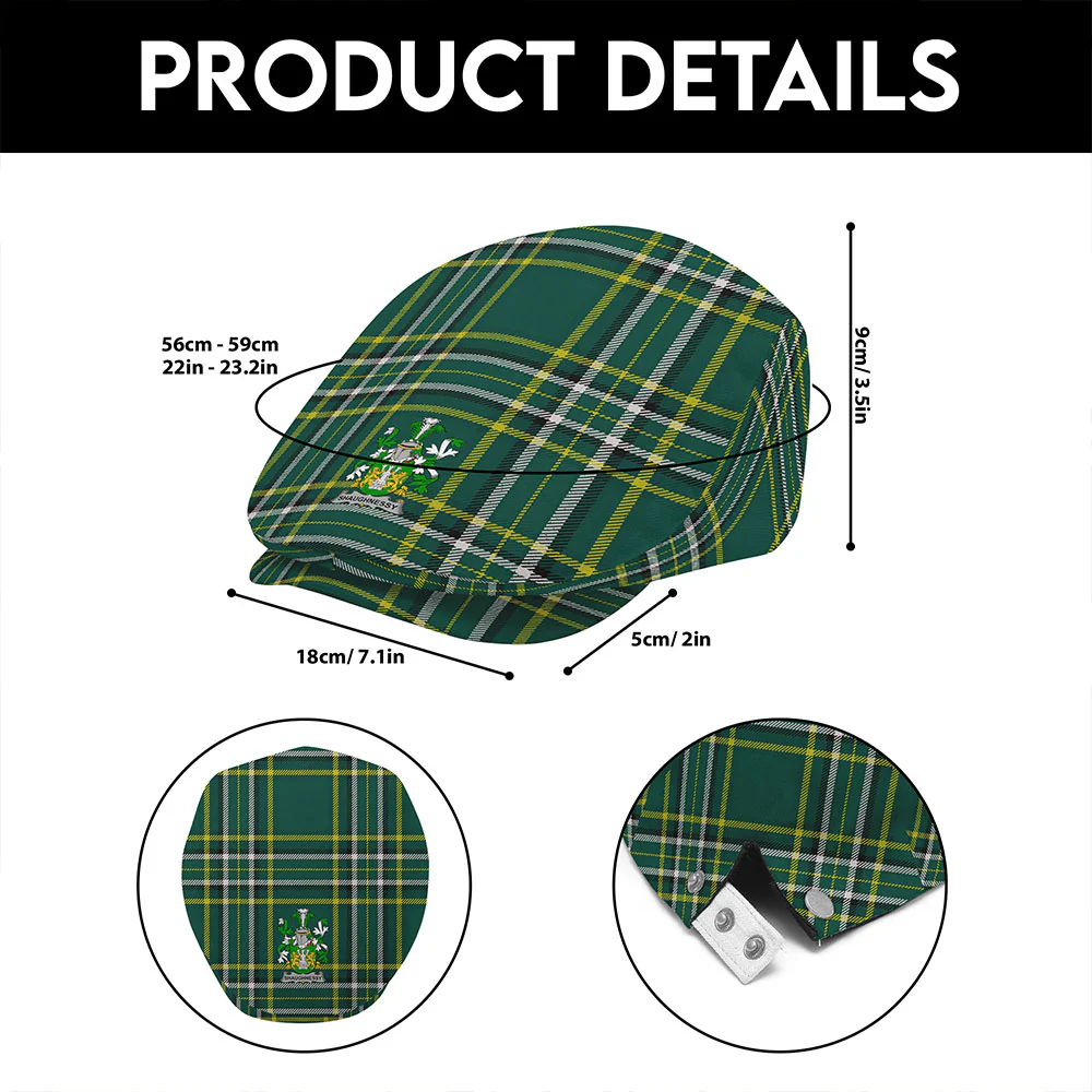 Irish Shaughnessy Family Crest Tartan Flat Cap - Image 6