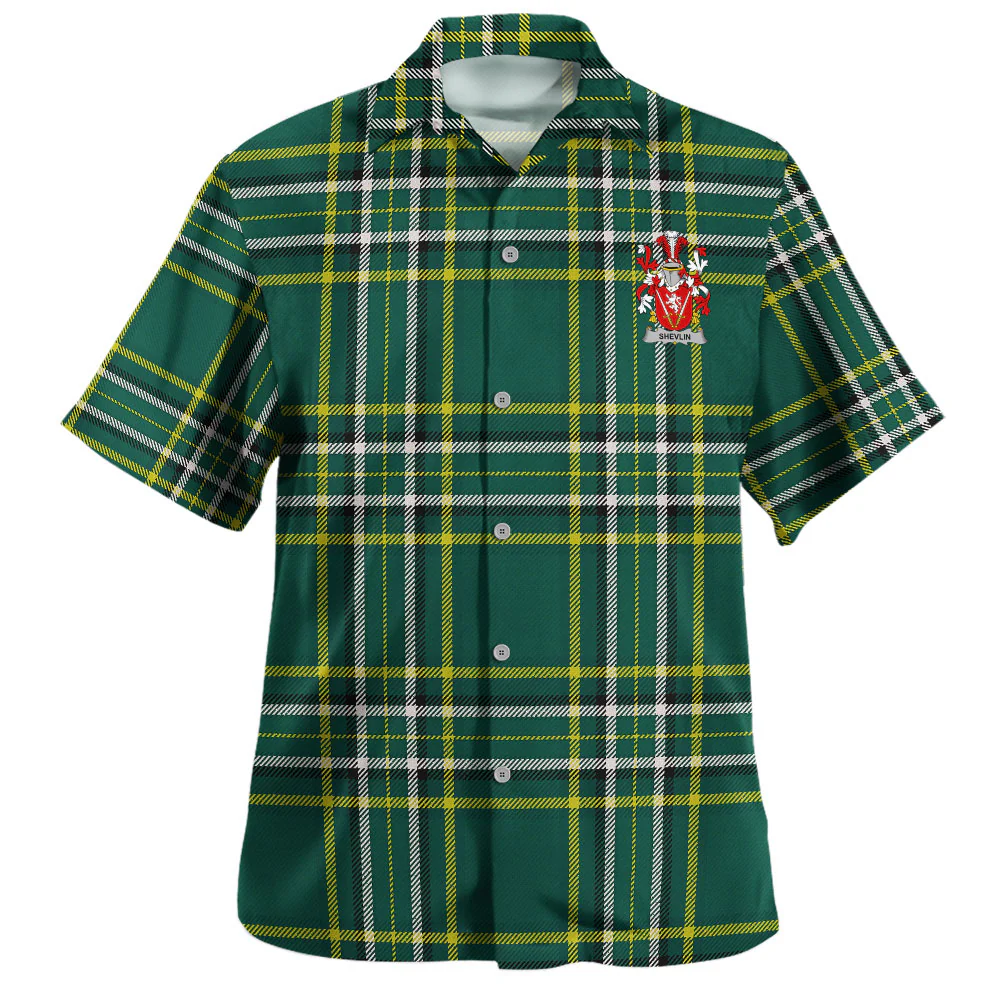 Irish Shevlin Family Crest Tartan Hawaiian Shirt