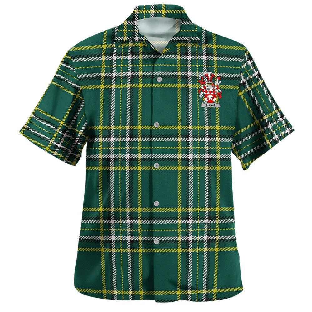 Irish Thomas Family Crest Tartan Hawaiian Shirt