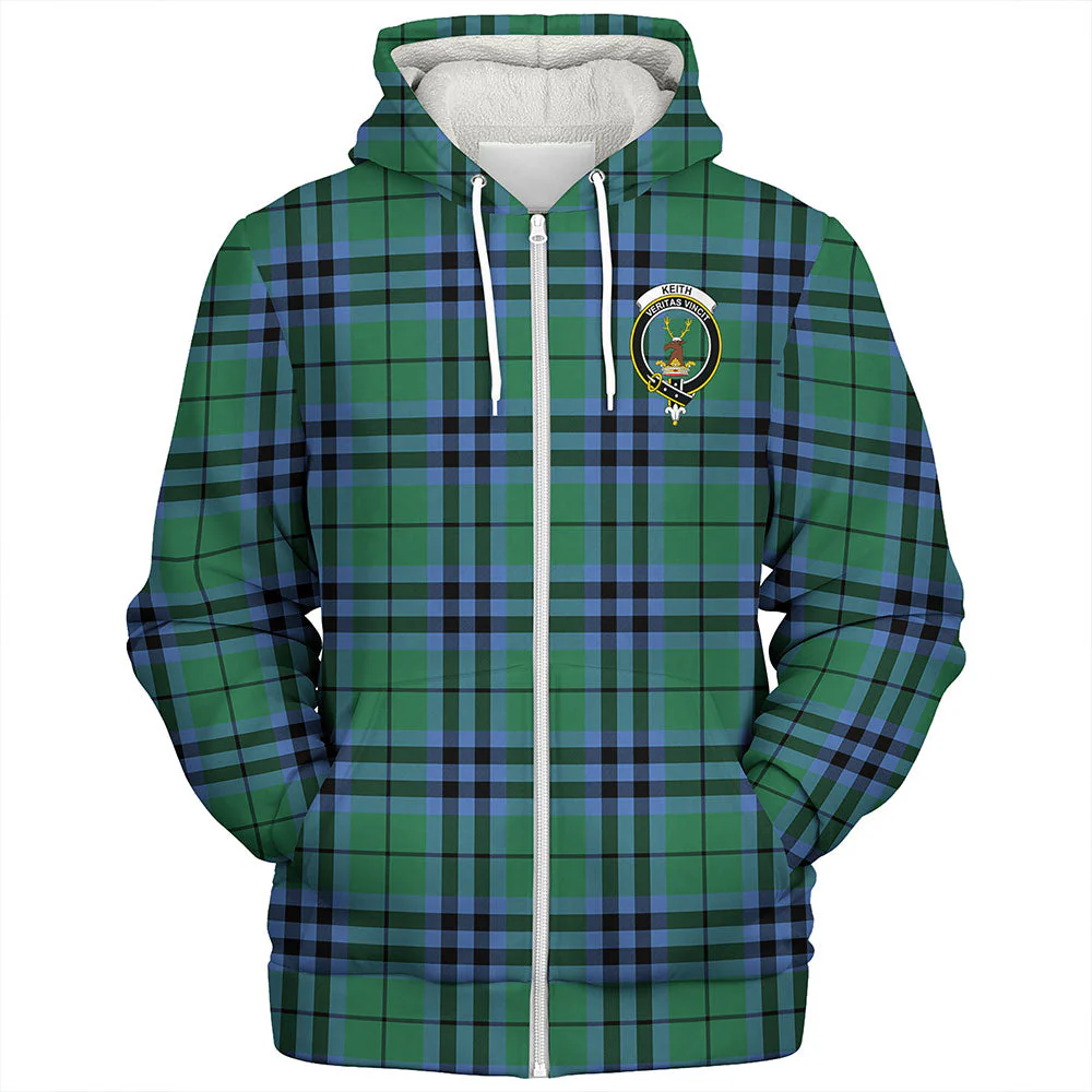 Scottish Keith Ancient Clan Badge Tartan Sherpa Hoodie - Image 3