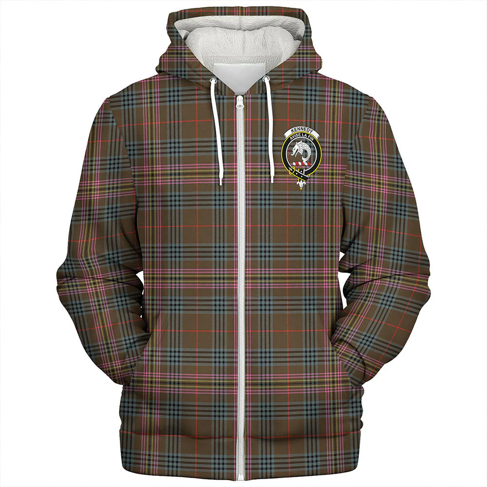 Scottish Kennedy Weathered Clan Badge Tartan Sherpa Hoodie - Image 3