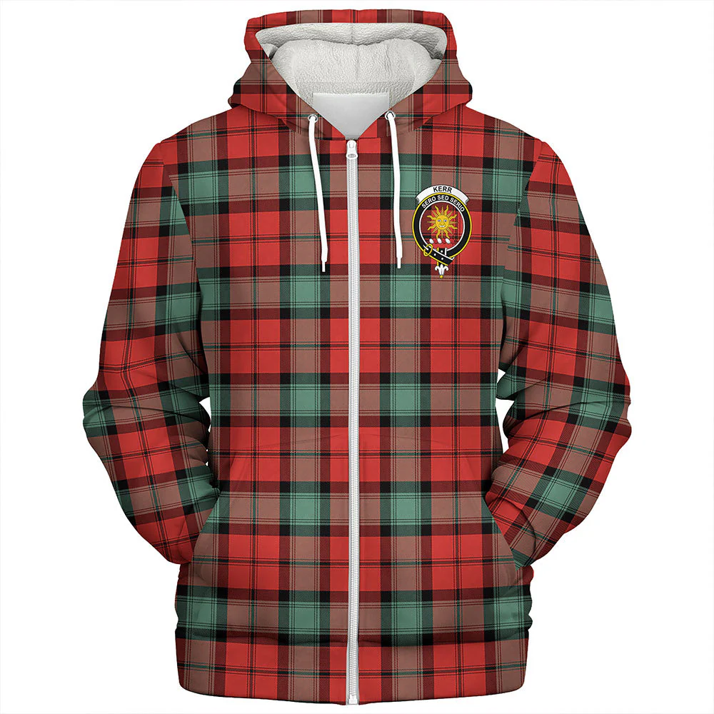 Scottish Kerr Ancient Clan Badge Tartan Sherpa Hoodie - Image 3