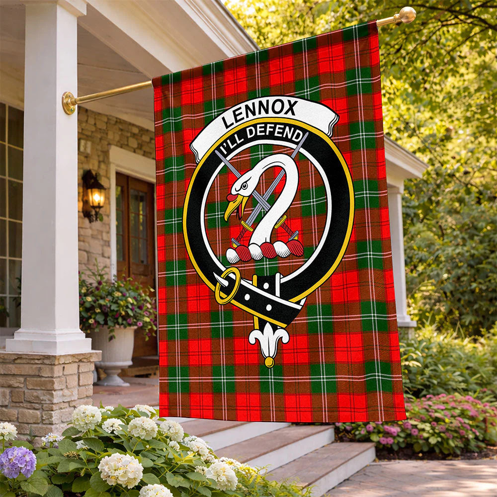 Scottish Lennox Modern Clan Badge Tartan Flag Parade Vertical Style