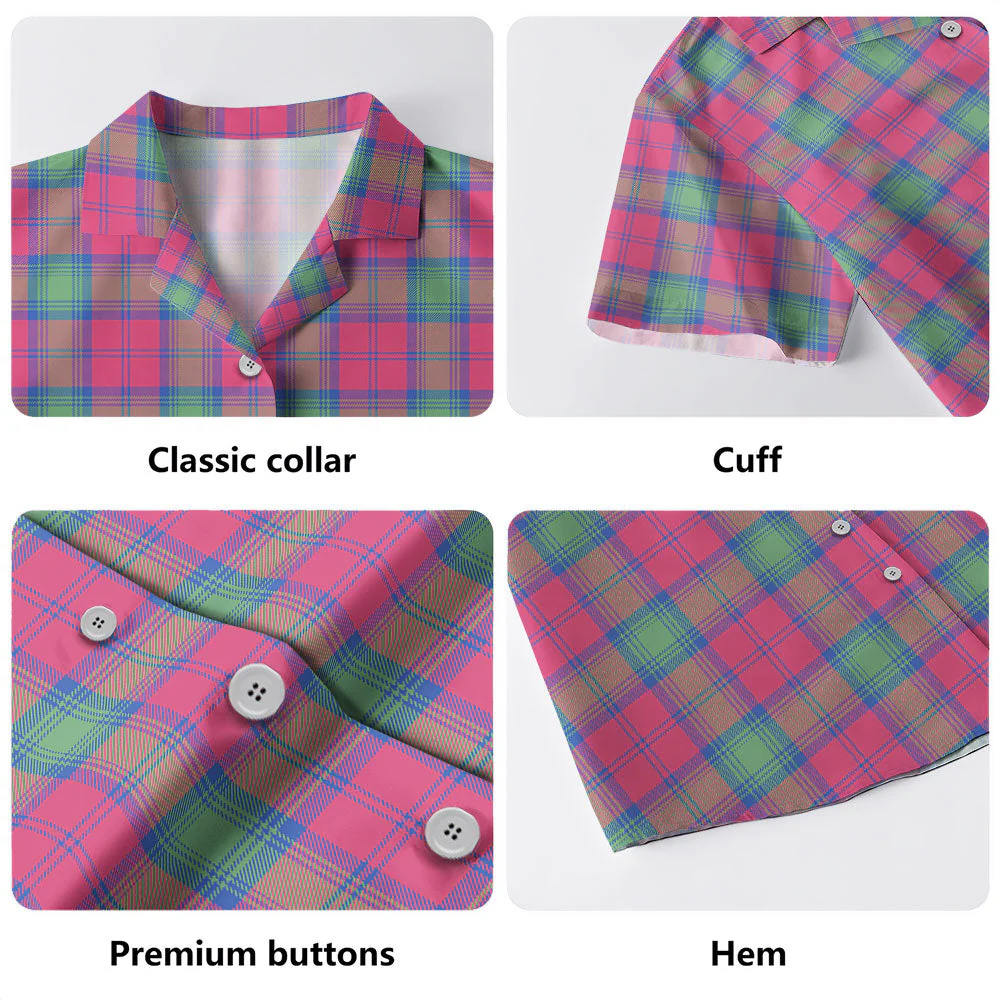 Scottish Lindsay Ancient Clan Badge Tartan Hawaiian Shirt - Image 4