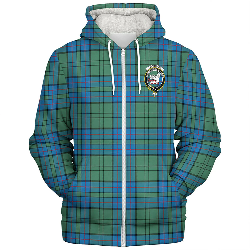 Scottish Lockhart Clan Badge Tartan Sherpa Hoodie - Image 3