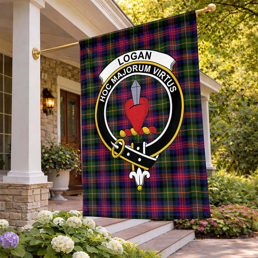 Scottish Logan Modern Clan Badge Tartan Flag Parade Vertical Style