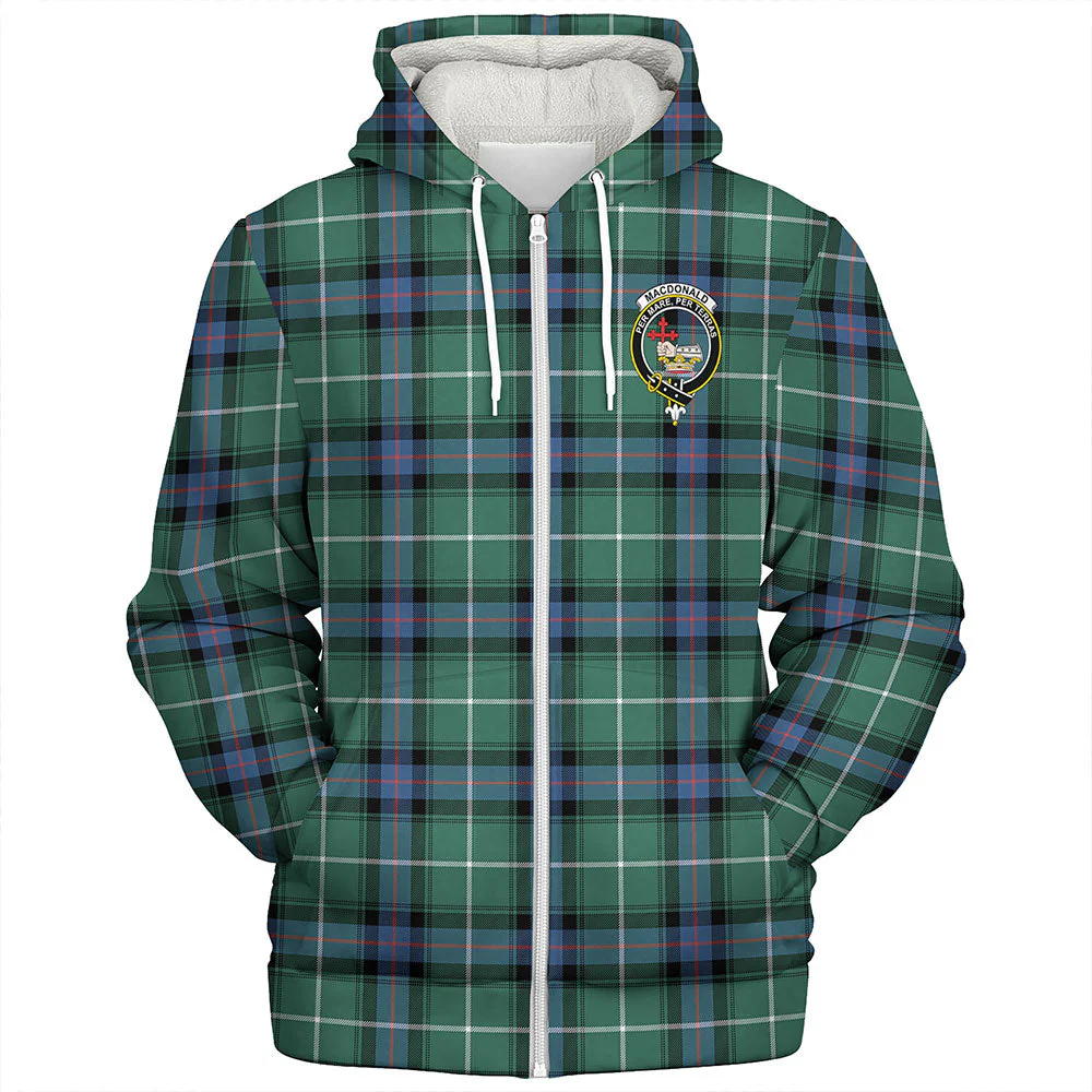 Scottish MacDonald of the Isles Hunting Ancient Clan Badge Tartan Sherpa Hoodie - Image 3