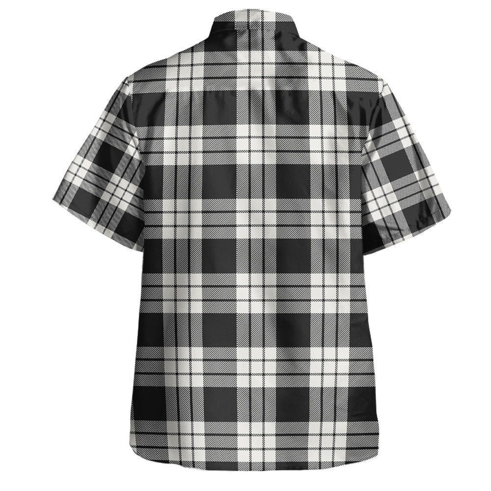 Scottish MacFarlane Black & White Ancient Clan Badge Tartan Hawaiian Shirt - Image 3