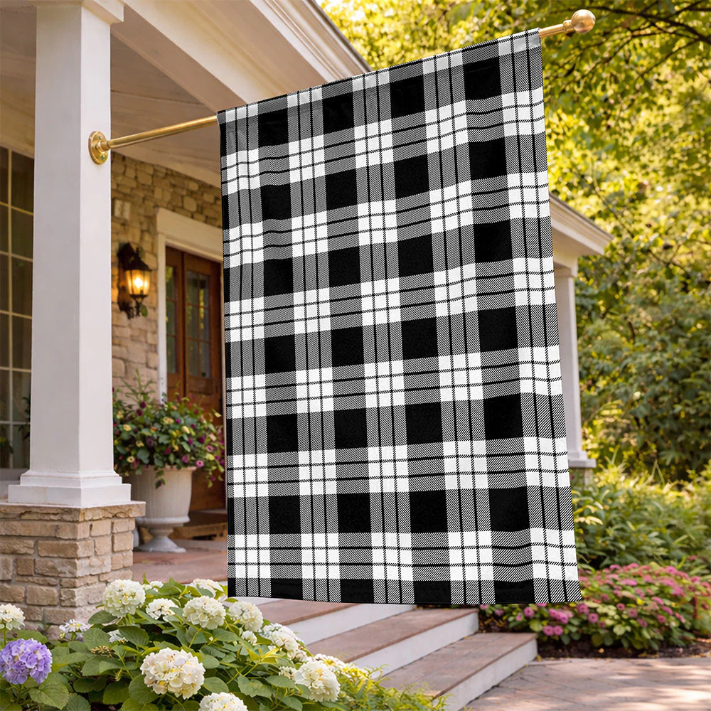 Scottish MacFarlane Black & White Clan Badge Tartan Flag Parade Vertical Style - Image 2