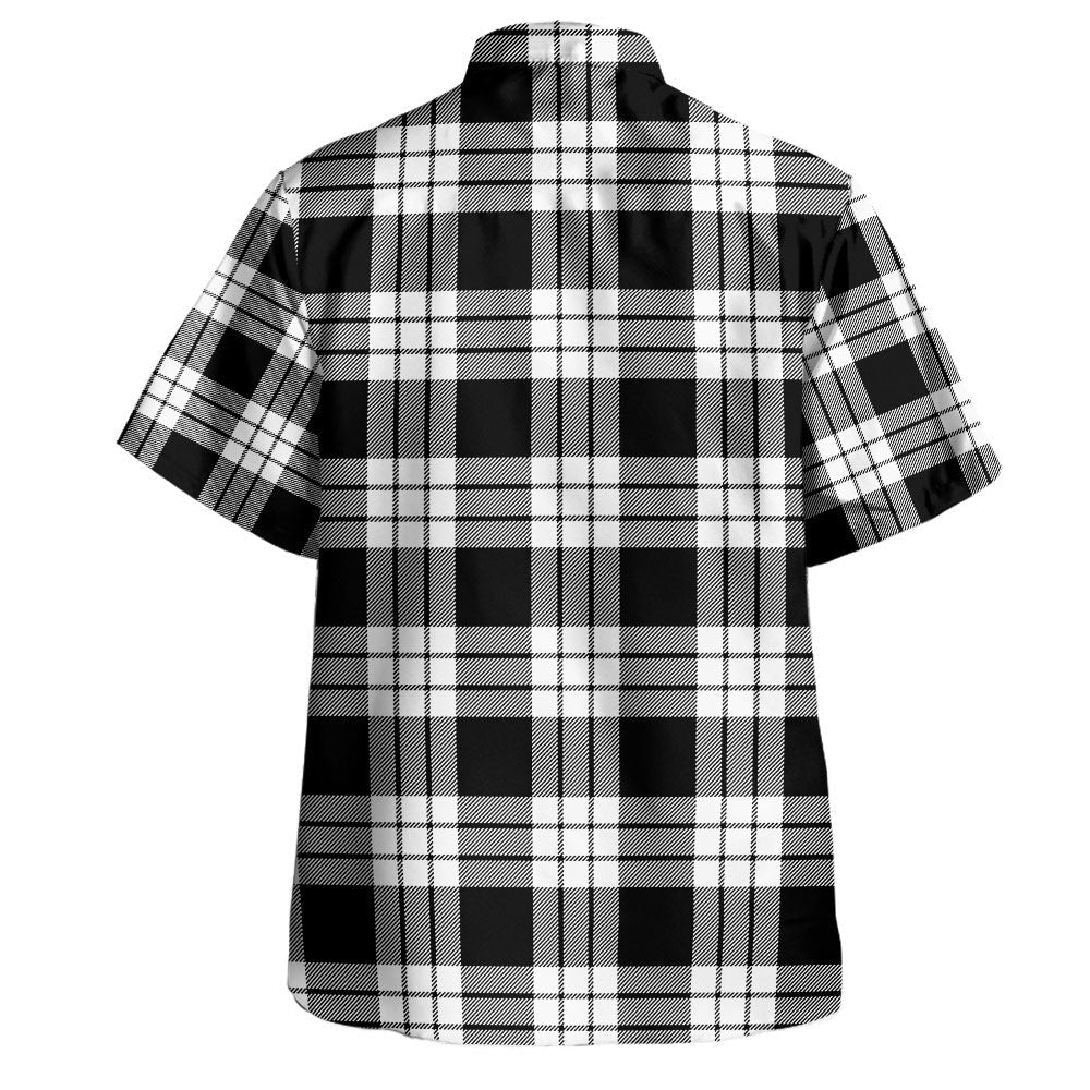 Scottish MacFarlane Black & White Clan Badge Tartan Hawaiian Shirt - Image 3