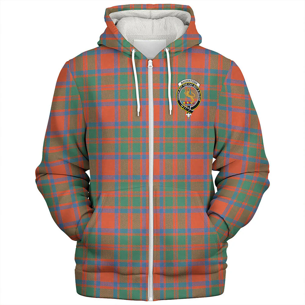 Scottish MacKintosh Ancient Clan Badge Tartan Sherpa Hoodie - Image 3