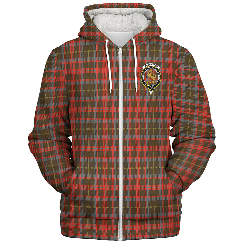 Scottish MacKintosh Hunting Weathered Clan Badge Tartan Sherpa Hoodie - Image 3