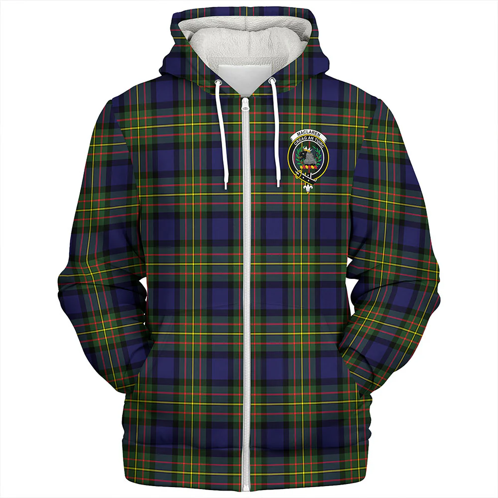 Scottish MacLaren Modern Clan Badge Tartan Sherpa Hoodie - Image 3