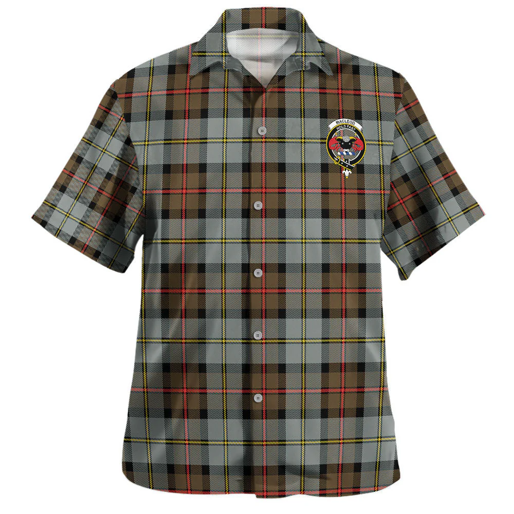 Scottish MacLeod of Harris Weathered Clan Badge Tartan Hawaiian Shirt - Image 2