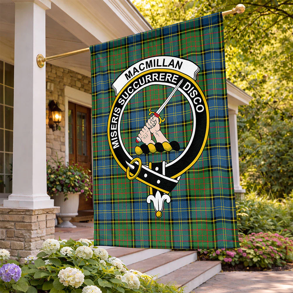 Scottish MacMillan Hunting Ancient Clan Badge Tartan Flag Parade Vertical Style