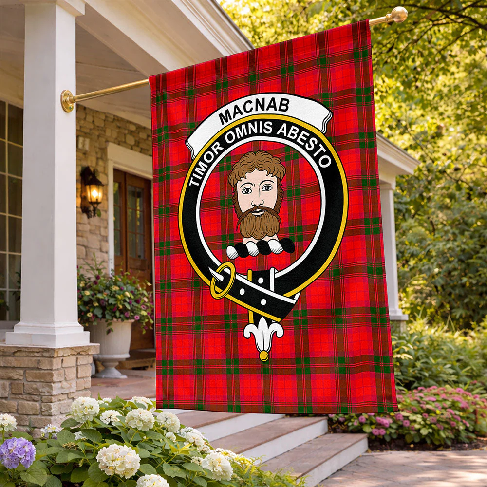 Scottish MacNab Modern Clan Badge Tartan Flag Parade Vertical Style