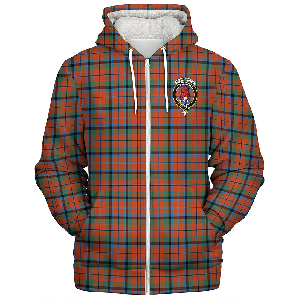 Scottish MacNaughton Ancient Clan Badge Tartan Sherpa Hoodie - Image 3