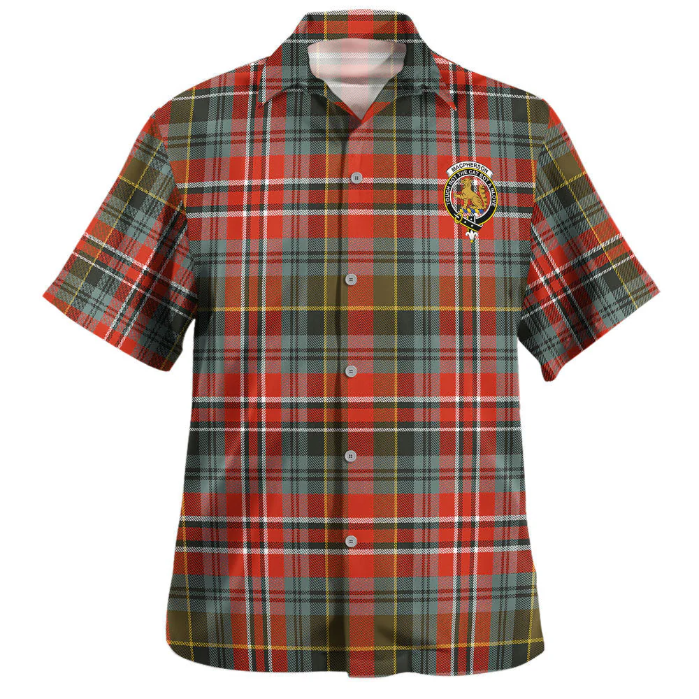 Scottish MacPherson Weathered Clan Badge Tartan Hawaiian Shirt - Image 2