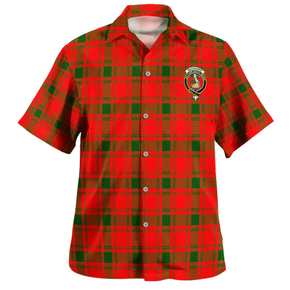 Scottish MacQuarrie Modern Clan Badge Tartan Hawaiian Shirt - Image 2