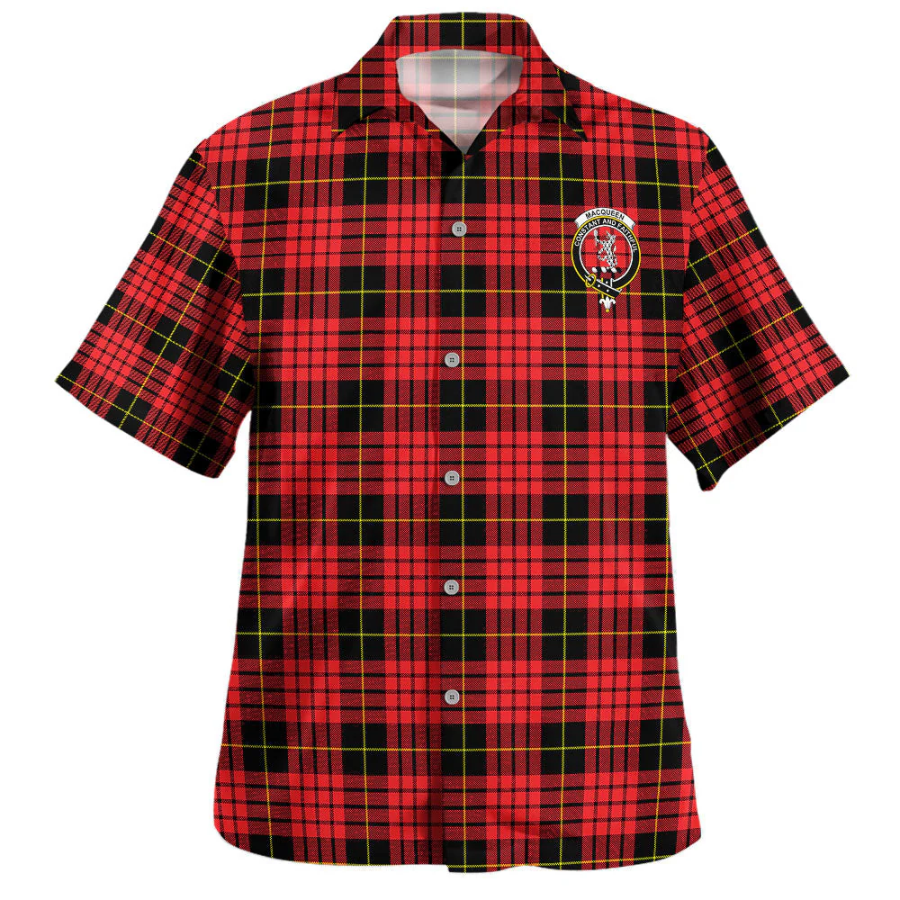 Scottish MacQueen Modern Clan Badge Tartan Hawaiian Shirt - Image 2