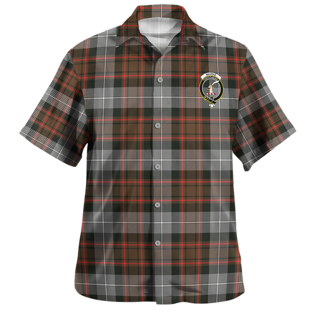 Scottish MacRae Hunting Weathered Clan Badge Tartan Hawaiian Shirt - Image 2