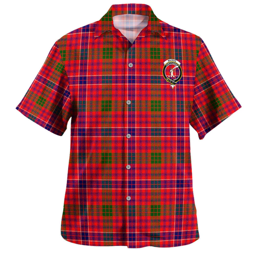 Scottish MacRae Modern Clan Badge Tartan Hawaiian Shirt - Image 2