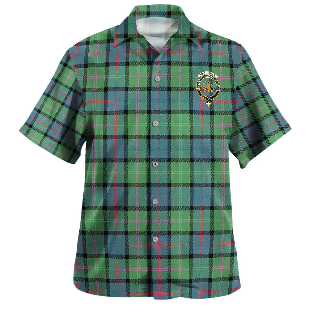 Scottish MacThomas Ancient Clan Badge Tartan Hawaiian Shirt - Image 2