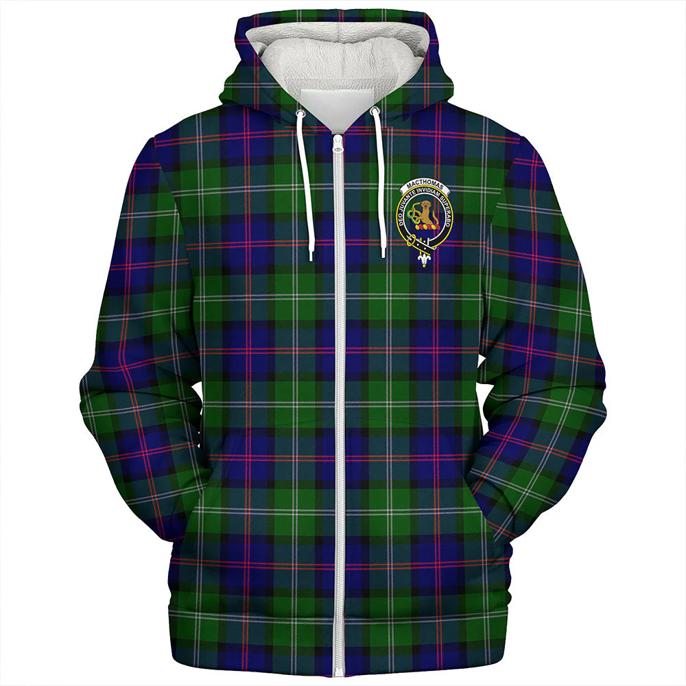 Scottish MacThomas Modern Clan Badge Tartan Sherpa Hoodie - Image 3