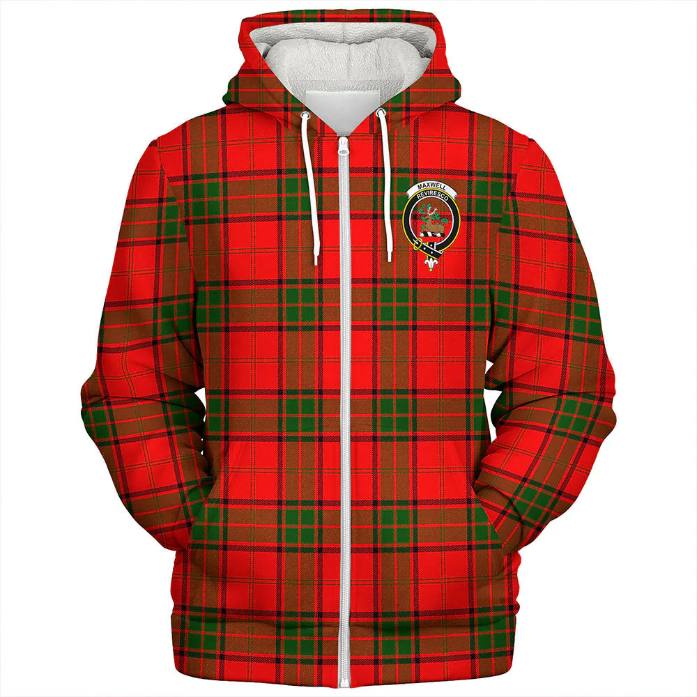 Scottish Maxwell Modern Clan Badge Tartan Sherpa Hoodie - Image 3