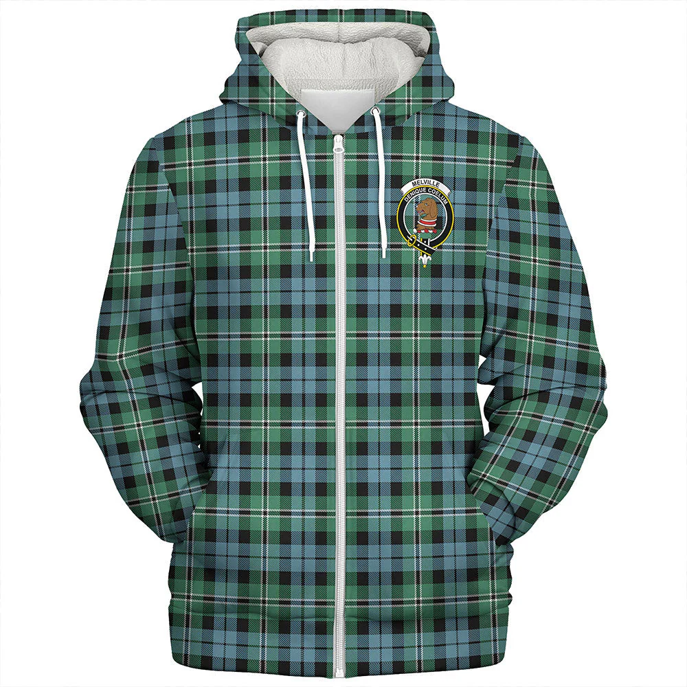 Scottish Melville Clan Badge Tartan Sherpa Hoodie - Image 3