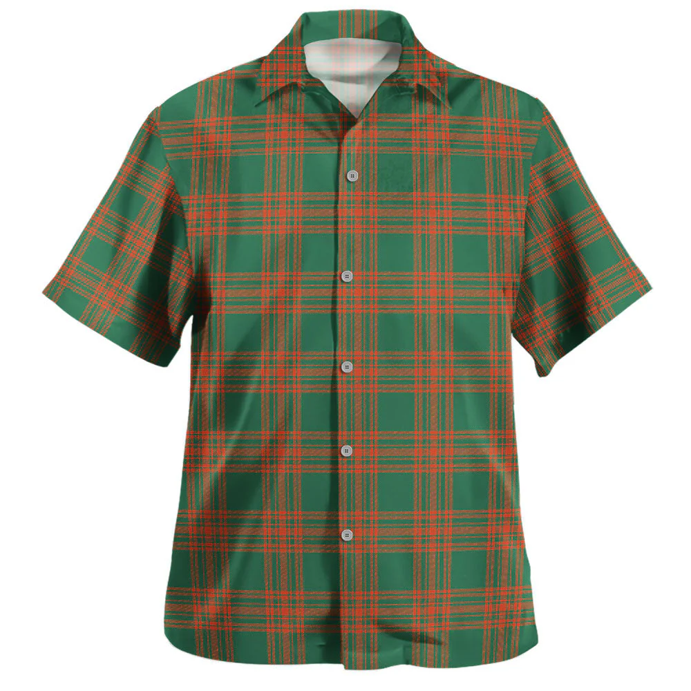 Scottish Menzies Green Ancient Clan Badge Tartan Hawaiian Shirt