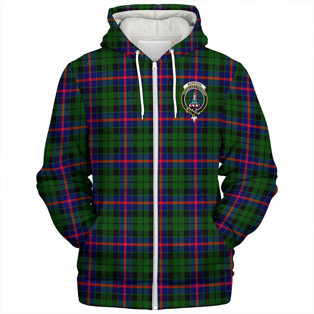 Scottish Morrison Modern Clan Badge Tartan Sherpa Hoodie - Image 3