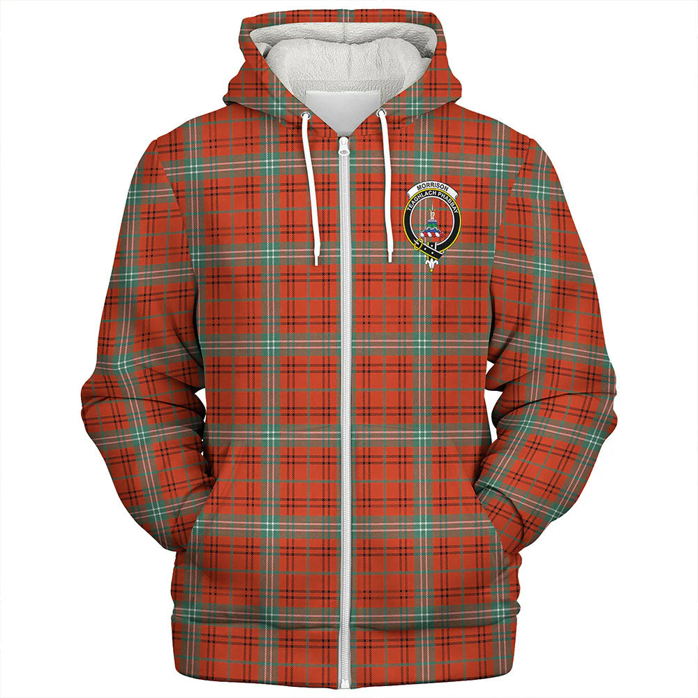 Scottish Morrison Red Ancient Clan Badge Tartan Sherpa Hoodie - Image 3