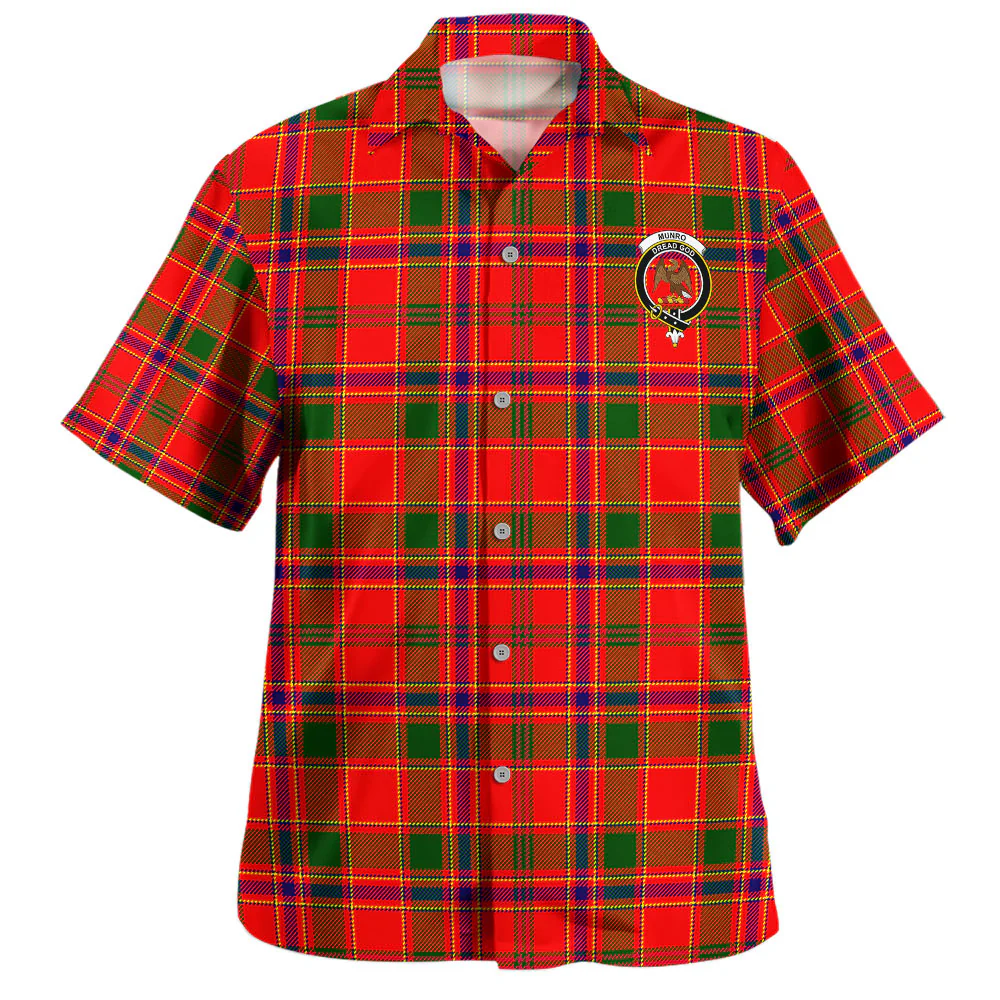 Scottish Munro Modern Clan Badge Tartan Hawaiian Shirt - Image 2