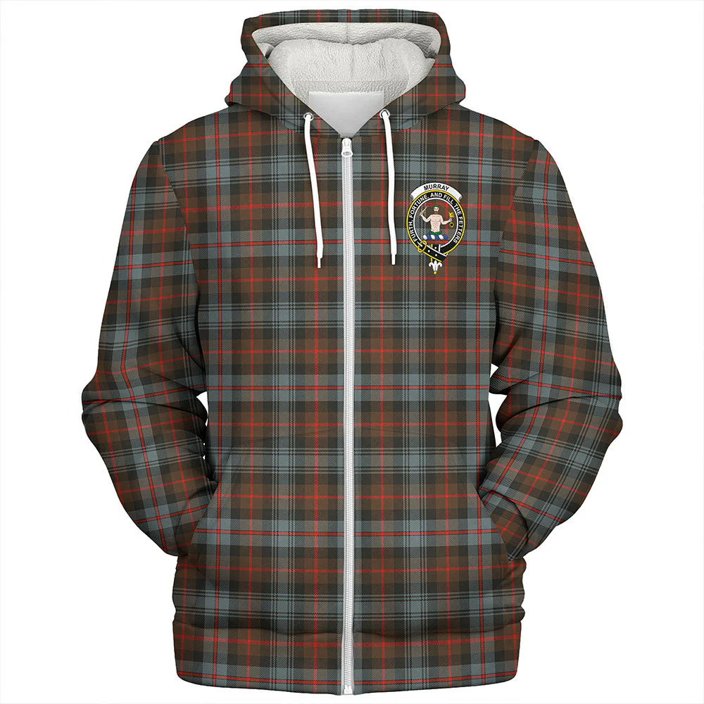 Scottish Murray of Atholl Weathered Clan Badge Tartan Sherpa Hoodie - Image 3