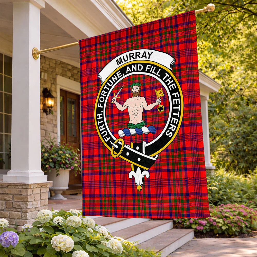 Scottish Murray of Tulloch Modern Clan Badge Tartan Flag Parade Vertical Style