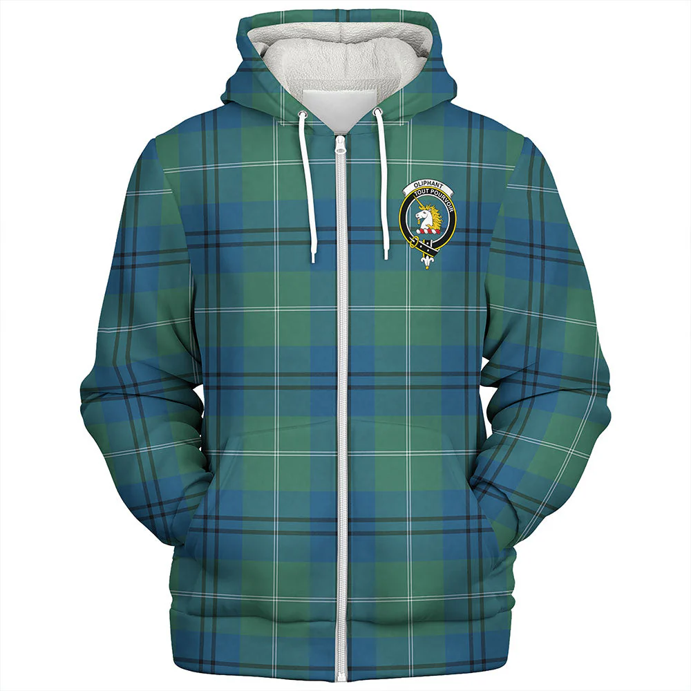 Scottish Oliphant Ancient Clan Badge Tartan Sherpa Hoodie - Image 3