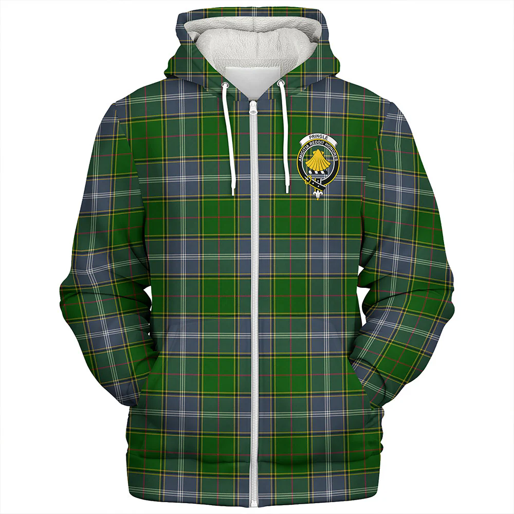 Scottish Pringle Clan Badge Tartan Sherpa Hoodie - Image 3